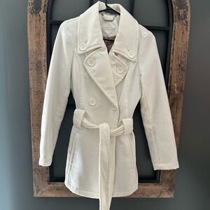 Jou Jou Women's Double-Breasted Cream Trench Coat
